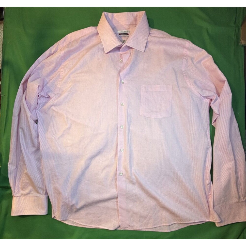👔💗 Van Heusen Flex Collar Dress Shirt Men’s 17.5 36/37 Pink Regular Fit ✨